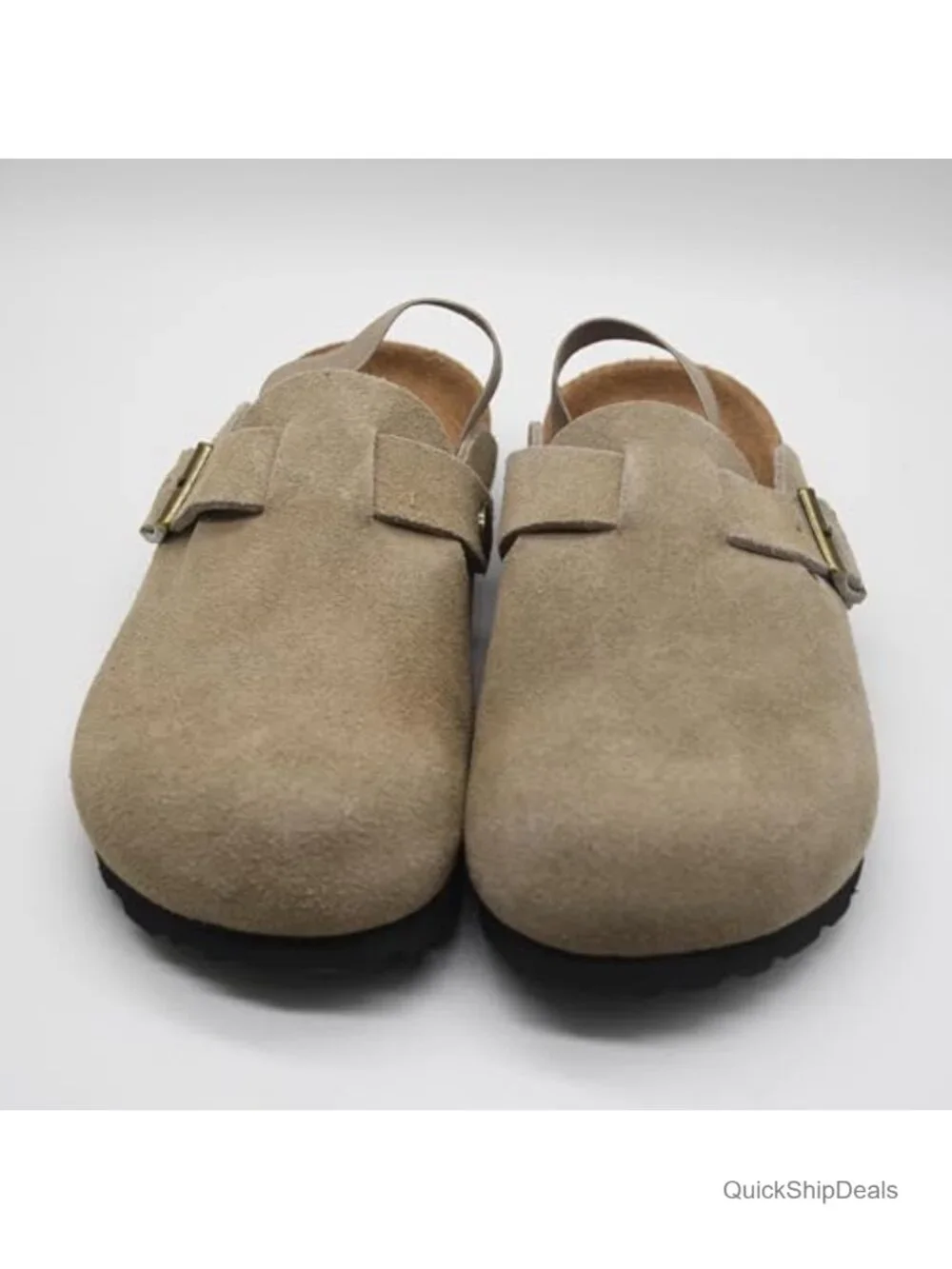 Kids Suede Clogs Toddler Boys Girls Adjustable Buckle Cork Insole Non-Slip EVA